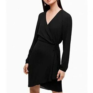 Aritzia Babaton Black Long Sleeve Mini Wrap Dress Size S